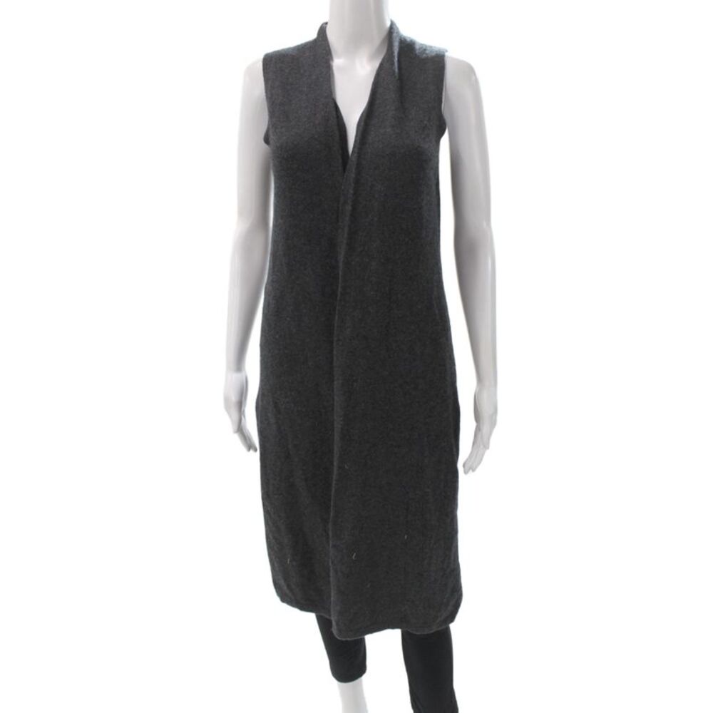St. Tropez Women Kimono Cashmere V Neck Sleeveless Vest Gray Size XS